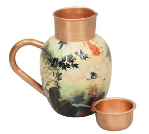 Carafe à eau en cuivre design avec poignée, en cuivre pur, pour le stockage et le service de l'eau, bienfaits pour la santé, pour la maison et la salle à manger - Product Image 3
