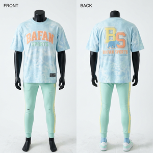 Ensemble T-shirt et legging homme en coton et polyester 200 GSM, bleu ciel menthe, respirant, extensible, imprimé, 2 pièces - Product Image 3