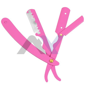Barber Straight Edge <b>Razor</b> in Safety 100 Percent Stainless Steel - Pink Elegance for Stylish Grooming Precision at Its Finest - Product Image 1