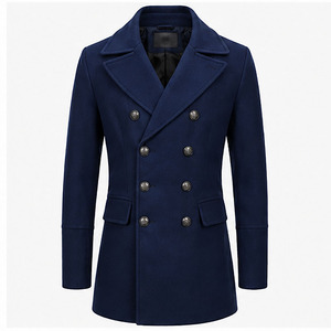 High Performance <b>Men's</b> 100% Wool Winter <b>Long</b> Overcoat Double Breasted Button Reversible Solid Color Casual Streetwear Anti-Wrink - Product Image 3