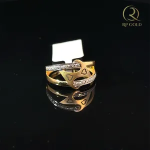 Elegant <b>gold</b> <b>ring</b> with heart design and sparkling stones stylish modern jewelry perfect for women wear gift and special - Product Image 1