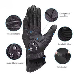 Guantes de Motocicleta de Cuero Premium, Duraderos, Protectores y Cómodos, Guantes para Motocross/Motocicleta - Product Image 2