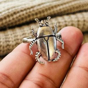 Fashionable Unique Latest Beetle Brass <b>Ring</b> <b>Chunky</b> Silver Plated Antique Insect Vintage <b>Ring</b> Gothic Punk Women Wholesale <b>ring</b> - Product Image 2