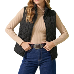 Nuevo Chaleco de Plumón de Invierno para Mujer, Cuello Alto, Tejido con Parches, Cálido y Suave, Tallas Grandes, Chaqueta sin Mangas a la Moda, Gilet - Product Image 1