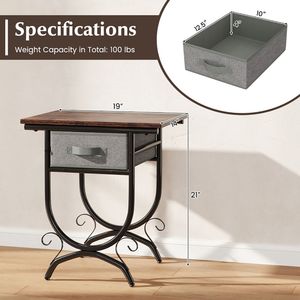 Living Room Console <b>Table</b> with Fabric <b>Drawer</b> and Carved Metal Frame Elegant <b>Side</b> <b>Table</b> - Product Image 6