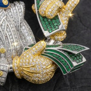 925 Sterling <b>Silver</b> Alloy Moissanite Rabbit Pendant Cuban Link Chain Rhodium Plated Iced <b>Charm</b> DIY Jewelry for Men Party - Product Image 2