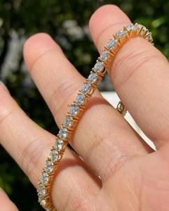 White Round Shape <b>Moissanite</b> Diamond <b>Bracelet</b> 925 Sterling Silver Customized <b>Bracelet</b> Gift For Her - Product Image 2