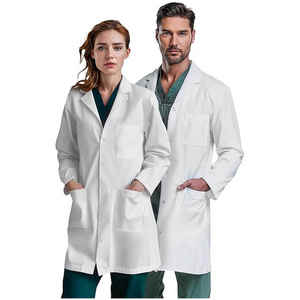 Blouse de travail unisexe OEM 2026 pour infirmière, taille plus, blouse de pharmacie, blouse de laboratoire, col en V, avec poches - Product Image 2