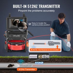 Telecamera per Ispezione Fognature Autolivellante da 165 Ft/50m con Trasmettitore 512Hz, Schermo da 9 Pollici, HD 1080P, Telecamera Industriale per Fognature e Tubature - Product Image 2