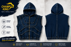 Gilet sans manches en jean à capuche pour homme, style streetwear - Product Image 5