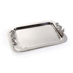 Luxury Silver Butterfly Serving Tray with Branch Handles Metal Decorative Ottoman Tray for Coffee <b>Table</b> Wedding Home Decor - Product Image 5