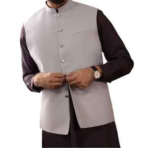 Gilet de mariage respirant pour hommes à faible MOQ, nouvelle collection 2026, vêtement d'extérieur Shalwar Kameez, gilet court pour hommes - Product Image 1