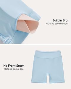 Light Blue Yoga Set Women 2 Piece Spaghetti Strap <b>Crop</b> <b>Top</b> High Waist Shorts Seamless Breathable Solid Color Workout Outfit - Product Image 6