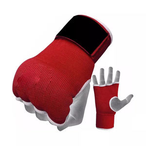 Gel Hand <b>Wraps</b> Half Finger Training Gloves Black With Yellow Trim Velcro Closure For Martial Arts Unisex Adult Spandex Material - Product Image 5