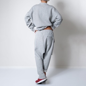 Conjunto Deportivo de Dos Piezas para Mujer, Talla Grande, Cuello Redondo, Transpirable, 100% Algodón, Sudadera y Pantalones Deportivos, Color Sólido, Tendencia de Invierno - Product Image 3