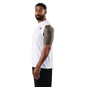 Camiseta sin mangas para hombre, camiseta ligera para entrenamiento en el gimnasio, chaleco de entrenamiento holgado, ropa deportiva transpirable, color blanco - Product Image 3