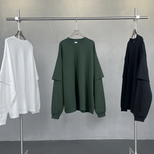 Camisetas deportivas de punto lisas para hombre, de corte regular, cuello redondo, puños dobles en los brazos, transpirables. - Product Image 2