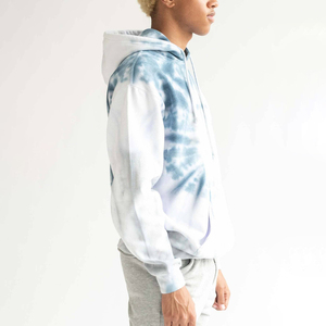 Sweat à capuche réversible personnalisé pour homme, en molleton tie-dye, à manches régulières, pour le printemps, sans doublure, tricoté, avec cordon de serrage et poches - Product Image 3