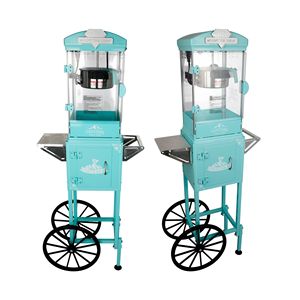 Machine à popcorn 10 oz sur chariot avec roues, verte, pour home cinéma, avec moteur et 3 cuillères en plastique - Product Image 4