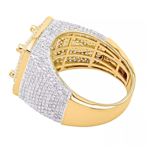 <b>Men</b> 10K Gold Moissanite Cocktail <b>Ring</b> Round Brilliant Cut Screw Design Hiphop Style Everyday Wear - Product Image 2