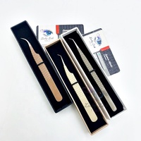 Pinces à cils en acier inoxydable de haute qualité avec logo personnalisé, pointe pointue marron/gris/Pantone, LUCKY LASH TOOLS