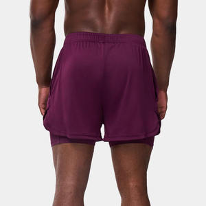 Custom LOGO Men 2 in 1 Tennis Basketball Shorts Lightweight Quick Dry Casual Mesh Active Drawstring Double <b>Layer</b> Shorts - Product Image 2