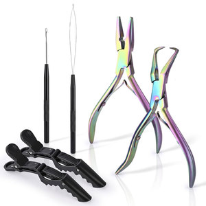 Hair Extension Beading Tool Kit Stainless Steel Micro Link Bead Closer and Remover <b>Pliers</b> <b>Set</b> Professional Hair Extension - Product Image 1