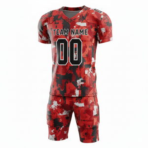 Ensemble de maillot et short de football américain personnalisé, sublimé, respirant, avec logo sur le devant, 100 % polyester, antibactérien - Product Image 5