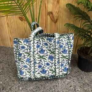 Sac fourre-tout en coton fait main, sac de shopping/sacs à bandoulière, sac matelassé pour femme, sac de voyage week-end, sacs de transport - Product Image 1