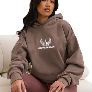 Sweat à capuche oversize marron clair pour femme, en polaire, à manches longues, style décontracté streetwear, coupe ample, mode quotidienne - Product Image 3