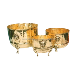 Mirror Polished <b>Metal</b> Flower <b>Planters</b> Set of 3 for Restaurant Garden Decorative Floral Pot Accessories - Product Image 1