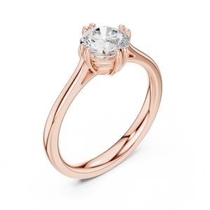Elegante Anillo de Diamante Moissanite de Corte Redondo para Ella - Anillo de Compromiso Solitario de Plata de Ley Chapado en Oro Rosa de 14K - Product Image 4