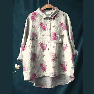 Nueva Blusa Holgada de Manga Larga con Estampado Hawaiano para Mujer, Personalizable - Product Image 4