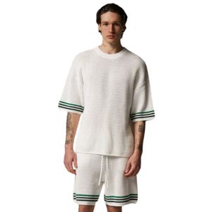 Camiseta de punto de ganchillo para hombre, manga corta, transpirable, de algodón, estilo casual, para verano, ropa de calle, venta al por mayor, OEM, fábrica personalizada - Product Image 6