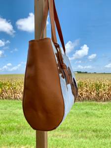 Bolso Tote Rústico Hecho a Mano de Cuero Genuino con Pelo de Vaca, Color Sólido, Bordado Vintage, Bolso de Hombro de Moda para Mujer, LHTB-0095 - Product Image 3