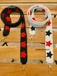Correa con Diseño de Estrellas con Cuentas, Ecológica, Ligera, Negra, Roja y Blanca, Accesorio de Moda para Bolsos - Product Image 4
