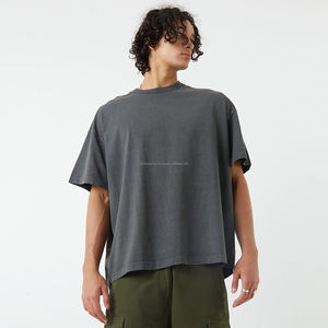 wholesale plain 250 300gsm <b>t</b> <b>shirt</b> for men custom oversized blank heavy cotton thick <b>collar</b> <b>t</b> <b>shirts</b> - Product Image 1