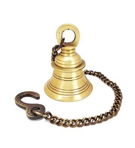 Handcrafted Brass Temple Bell with Hanging Chain Traditional Puja <b>Mandir</b> Home Decor Brass Temple Bell with Chain Ghanti for Home - Product Image 5