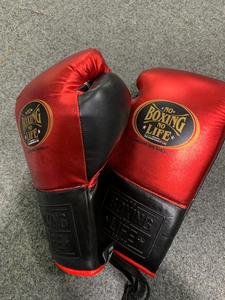 Top Selling No Boxing No Life Mexican <b>Red</b> Black Leather Boxing Gloves Lace-Up Training Sparring Gloves for Adults - Product Image 6