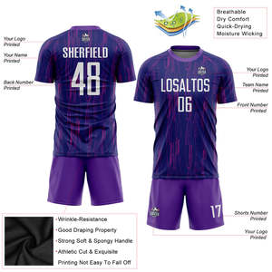 Custom Purple White Sublimation Soccer Uniform Jersey Men Soccer Wear Running <b>T</b>-<b>Shirt</b> Top Soccer <b>T</b> <b>Shirt</b> High Quality - Product Image 5