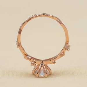 Anillo de Plata de Ley 925 con Baño de Rodio y Moissanita de Corte Redondo con Diseño de Hoja de Ramas, Inspirado en la Naturaleza, Joyería Romántica para Fiestas - Product Image 5