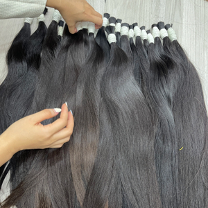 Extensiones de cabello de un solo donante, cabello largo y grueso, liso natural y color negro natural, listo para enviar. - Product Image 1