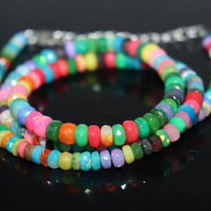 Collier de perles de rondelle à facettes en opale de feu multiple 3-5mm en opale de feu arc-en-ciel - Product Image 1