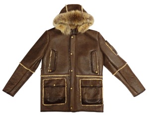 Premium Genuine Leather Shearling <b>Jacket</b> for Men Warm <b>Sheepskin</b> Fur Aviator Winter Coat Luxury Durable Biker Outerwear Style - Product Image 1