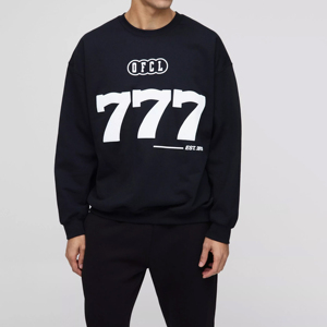 Sudaderas de Felpa Francesa 50% Algodón 50% Poliéster, Diseño de Logotipo Personalizado, Sudaderas con Cuello Redondo para Hombre en Color Negro - Product Image 1