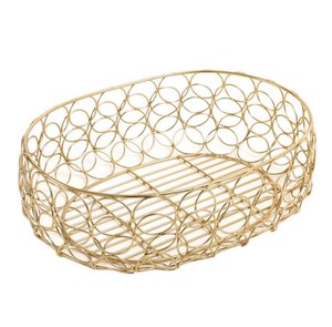 Nouvelle corbeille à fruits en fil métallique doré, décorative, ronde, pour centre de table, organisateur de rangement de cuisine - Product Image 2