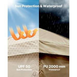 Portable <b>2</b>-<b>Room</b> Camping Shower <b>Tent</b> Ground Stakes Ropes Silver Coating 150D Oxford Fabric Foldable Privacy Changing <b>Room</b> Carry - Product Image 3