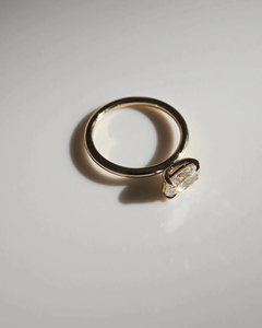 แหวนทองโมอิสซาไนต์ทรงรี 14K 18K แหวนหมั้นสำหรับผู้หญิง แหวนทรงรีแบบเรียบง่าย เครื่องประดับแต่งงาน - Product Image 3