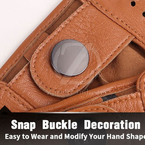 Customized Color High Quality Leather Driving Gloves Full Palm Waterproof Non-Slip Adjustable Wrist <b>Strap</b> - Product Image 5