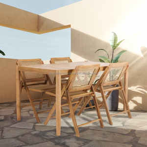 Contemporary Minimalist Modern Solid Wood <b>Dining</b> Set <b>4</b> <b>Chairs</b> for Outdoor Farmhouse Villa Restaurant Mall Hotel Use - Product Image 1